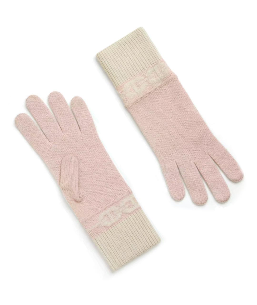 HERMES Розовые кашемировые перчатки, фото 3