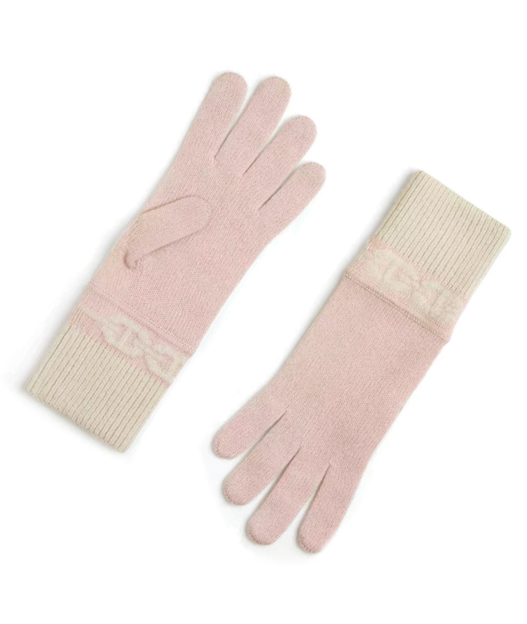 HERMES Розовые кашемировые перчатки, фото 2