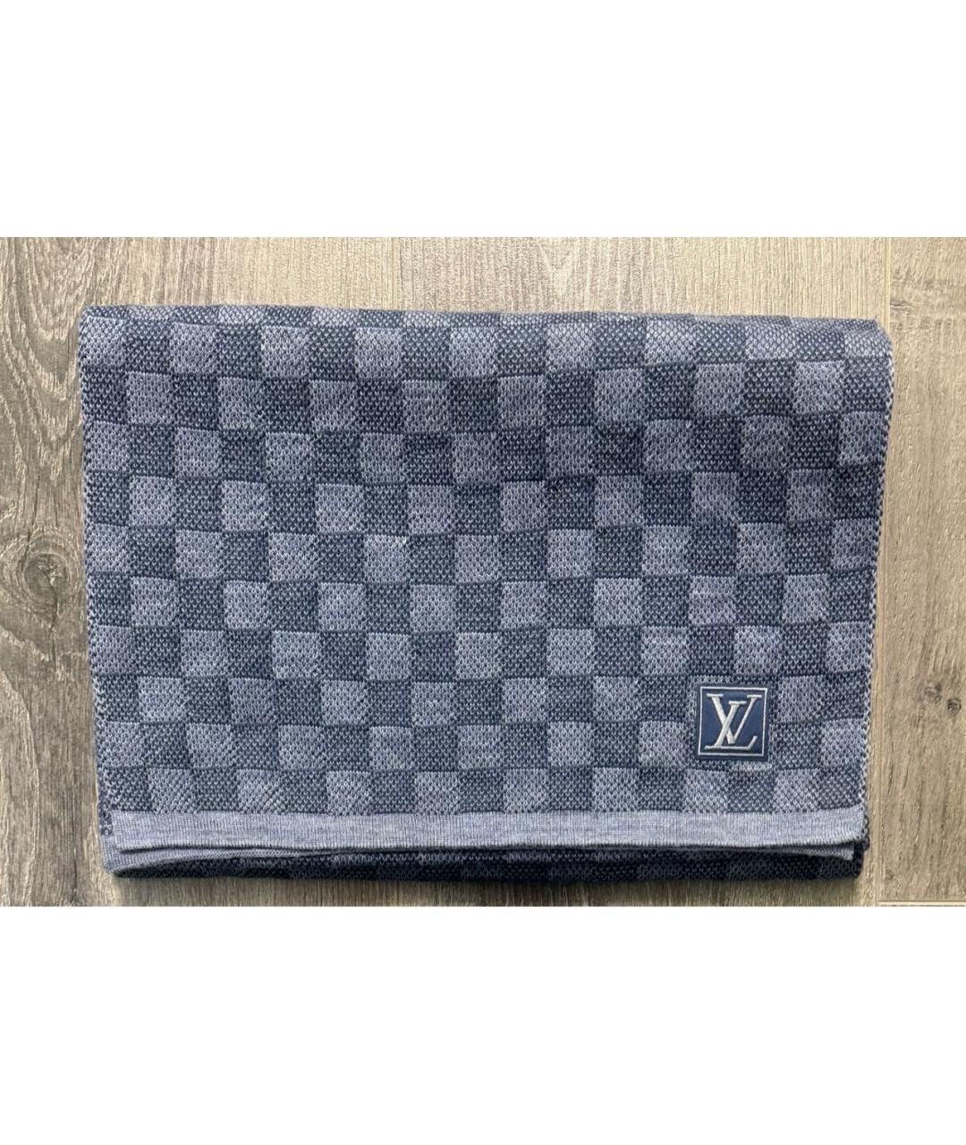 LOUIS VUITTON Голубой шерстяной шарф, фото 4