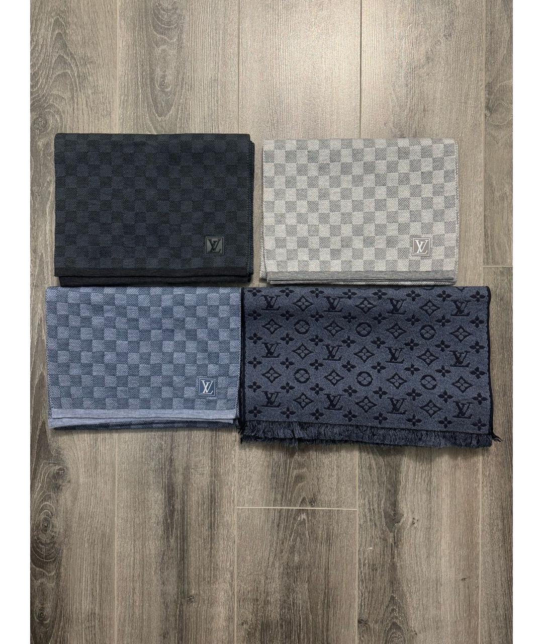 LOUIS VUITTON Голубой шерстяной шарф, фото 3