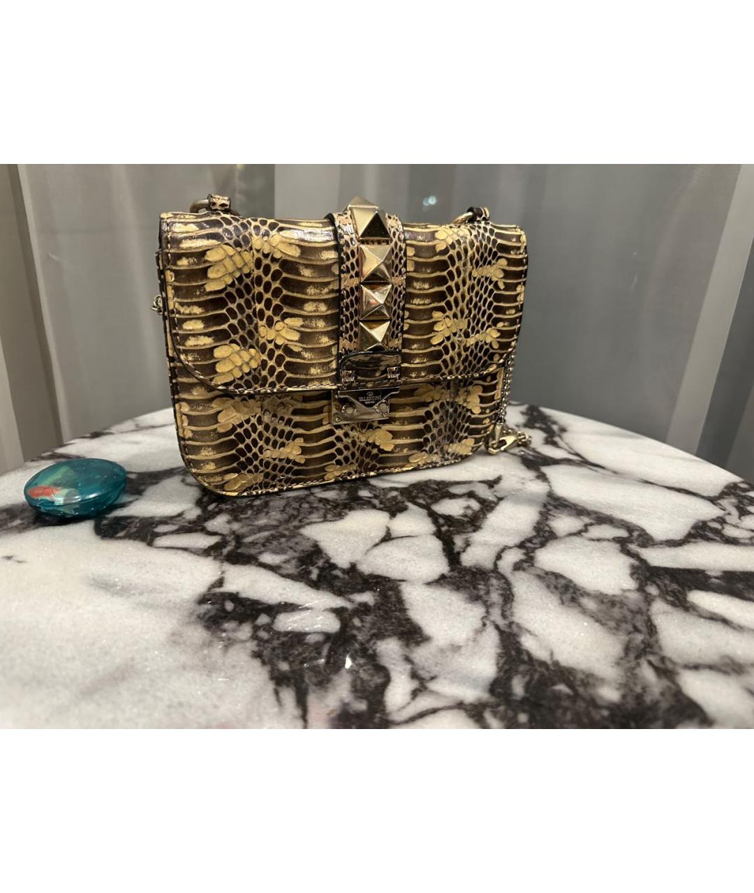 VALENTINO Бежевая сумка через плечо из экзотической кожи, фото 5