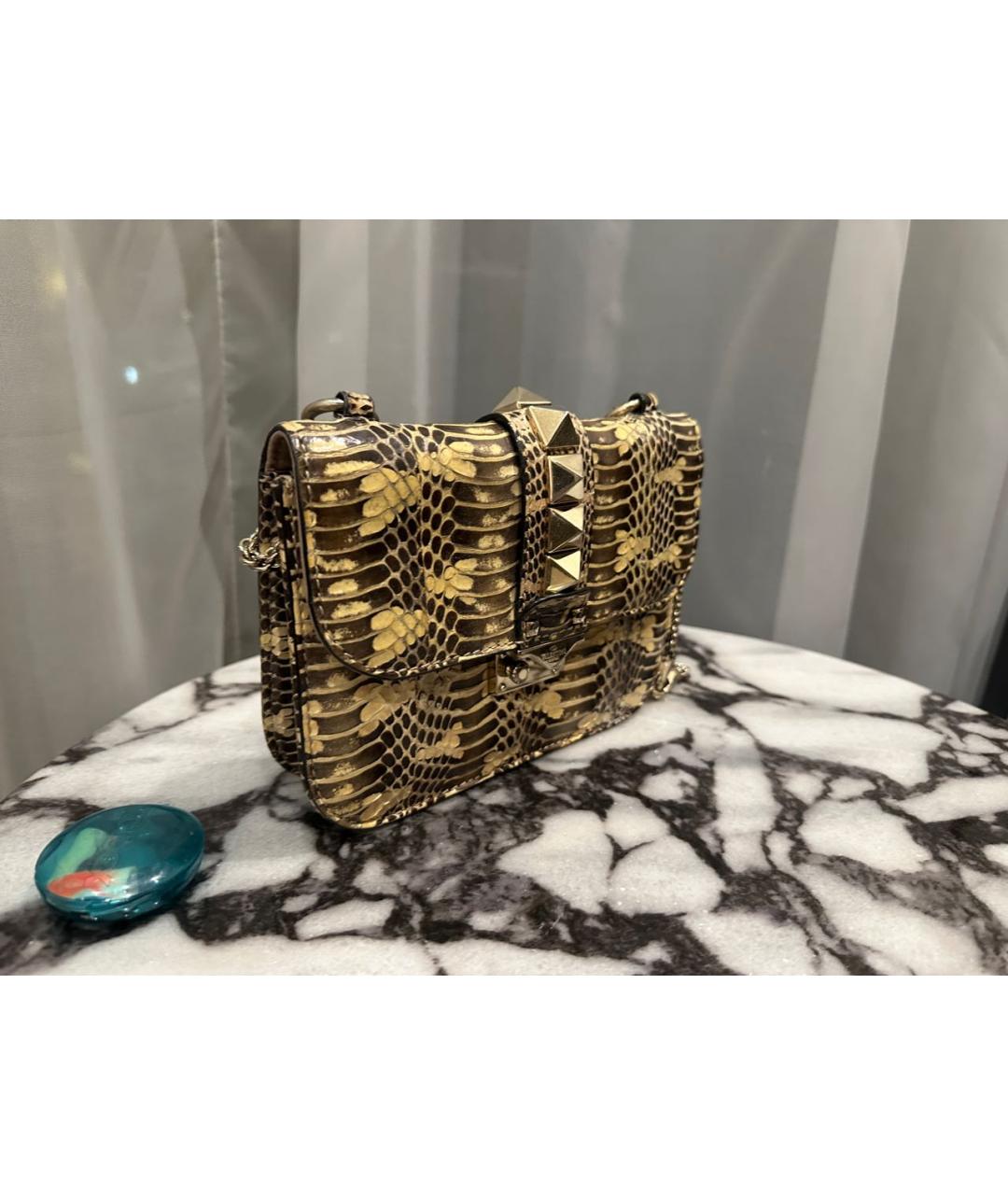 VALENTINO Бежевая сумка через плечо из экзотической кожи, фото 2