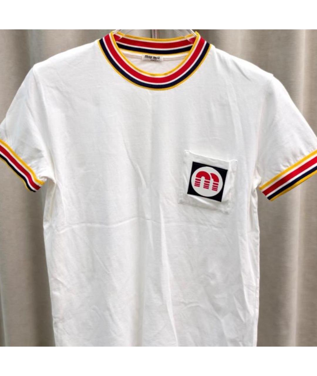 MIU MIU Белая хлопковая футболка, фото 2
