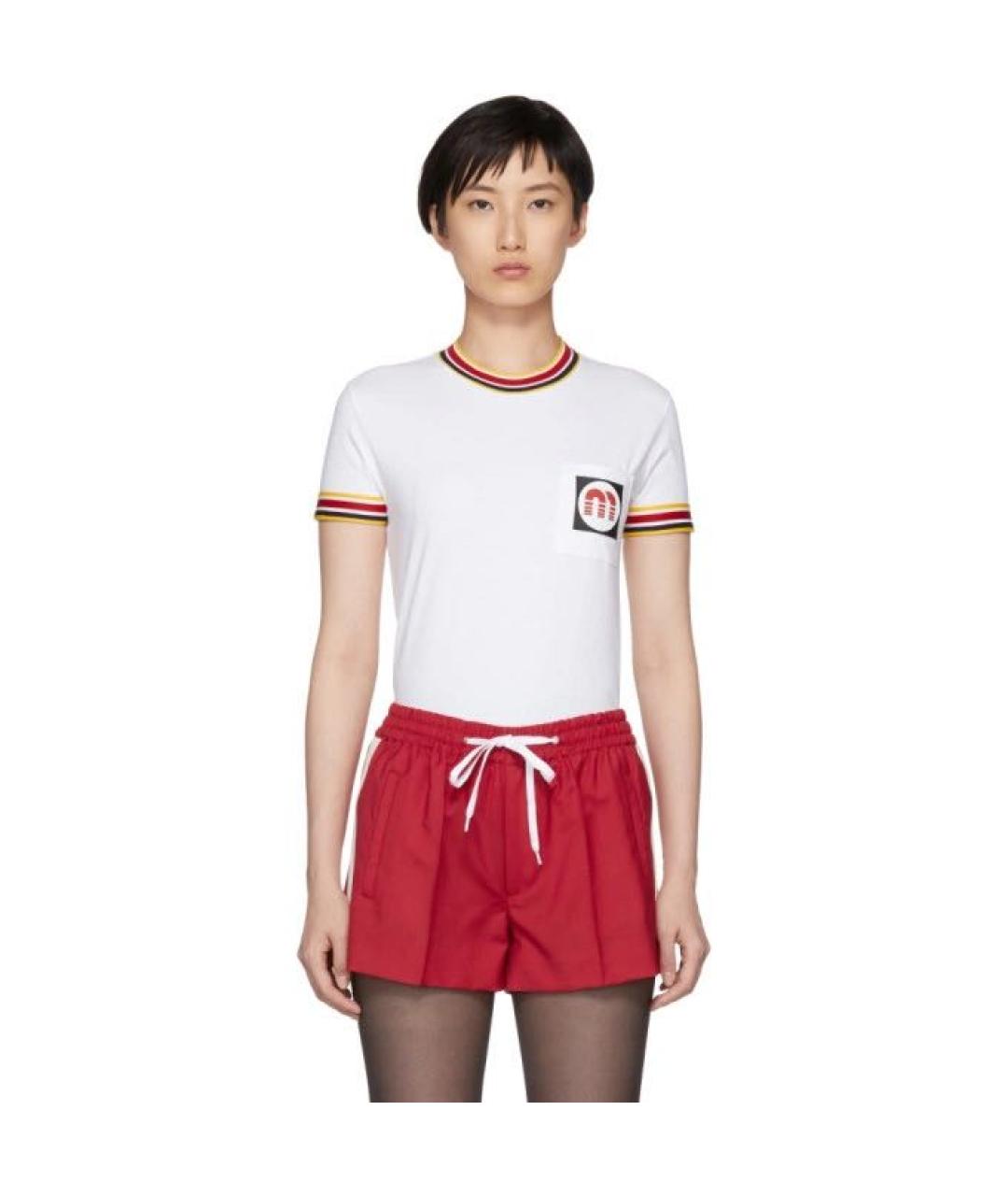 MIU MIU Белая хлопковая футболка, фото 8