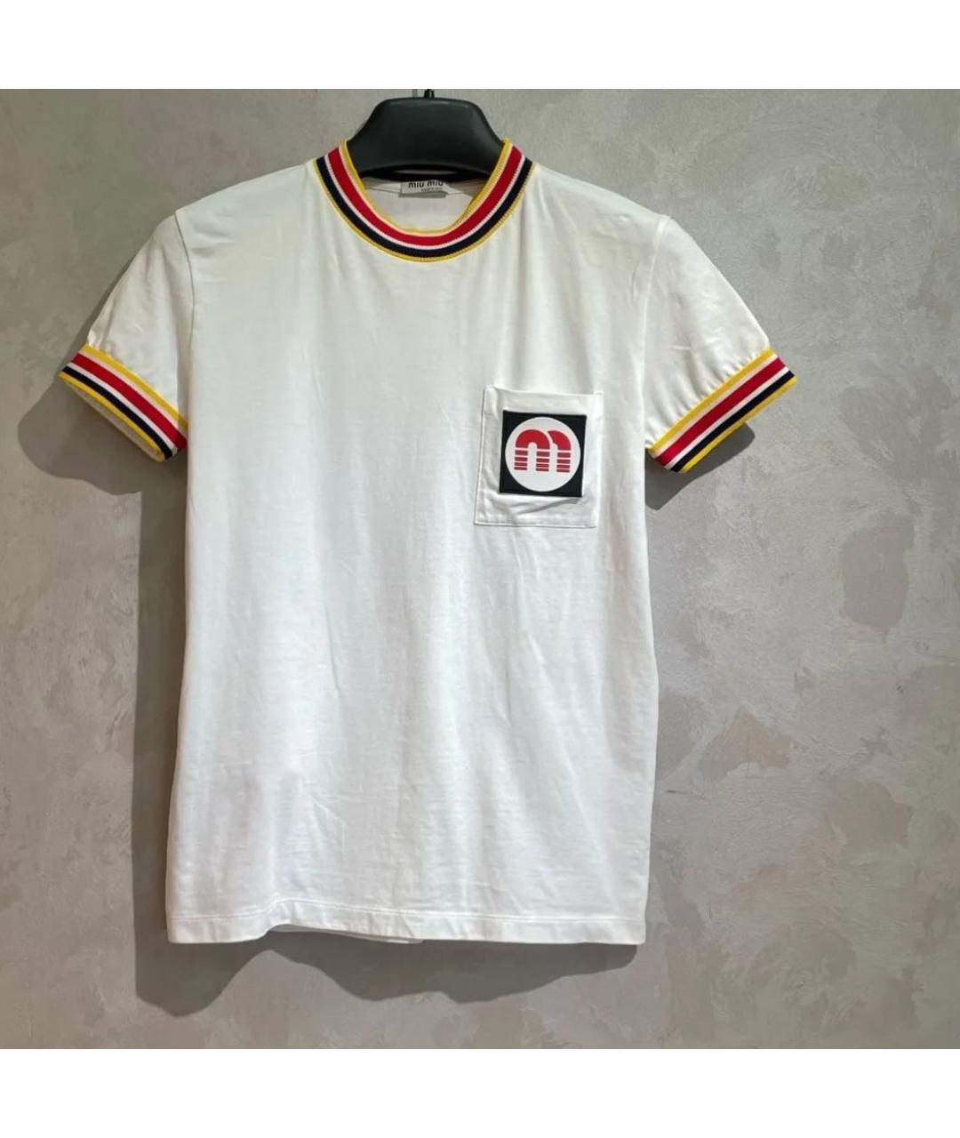 MIU MIU Белая хлопковая футболка, фото 7