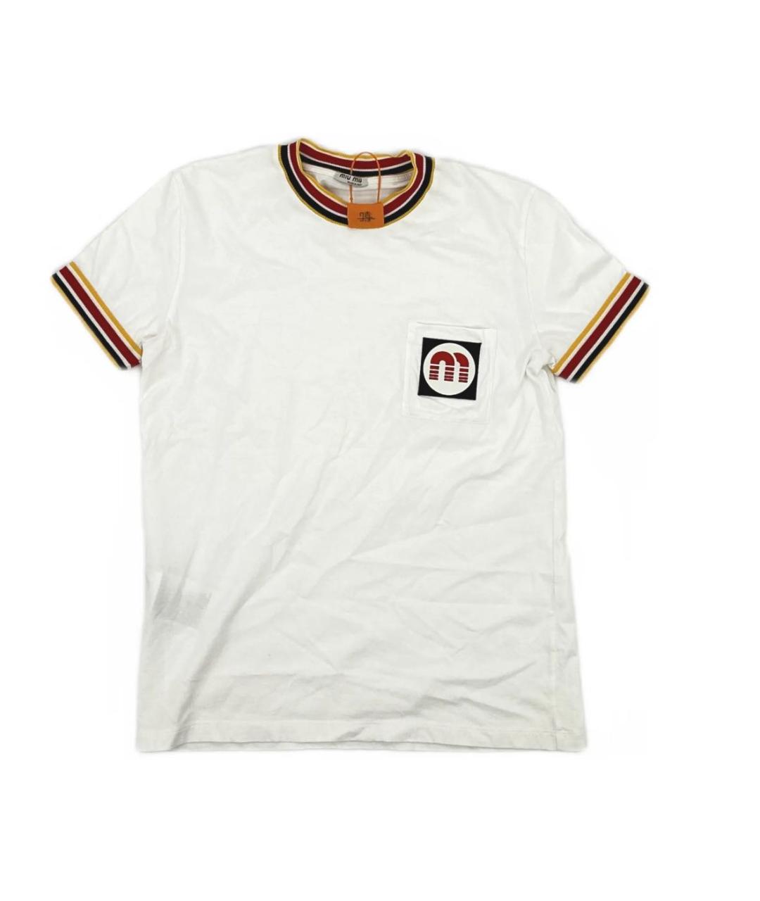 MIU MIU Белая хлопковая футболка, фото 5