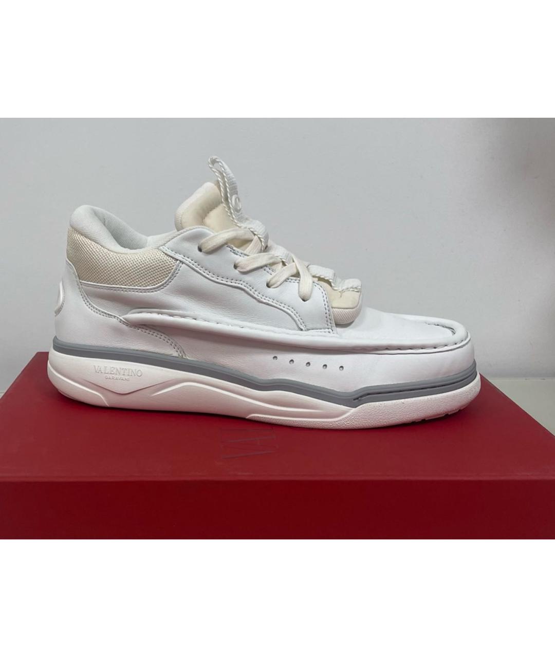 VALENTINO Белые кожаные низкие кроссовки / кеды, фото 9
