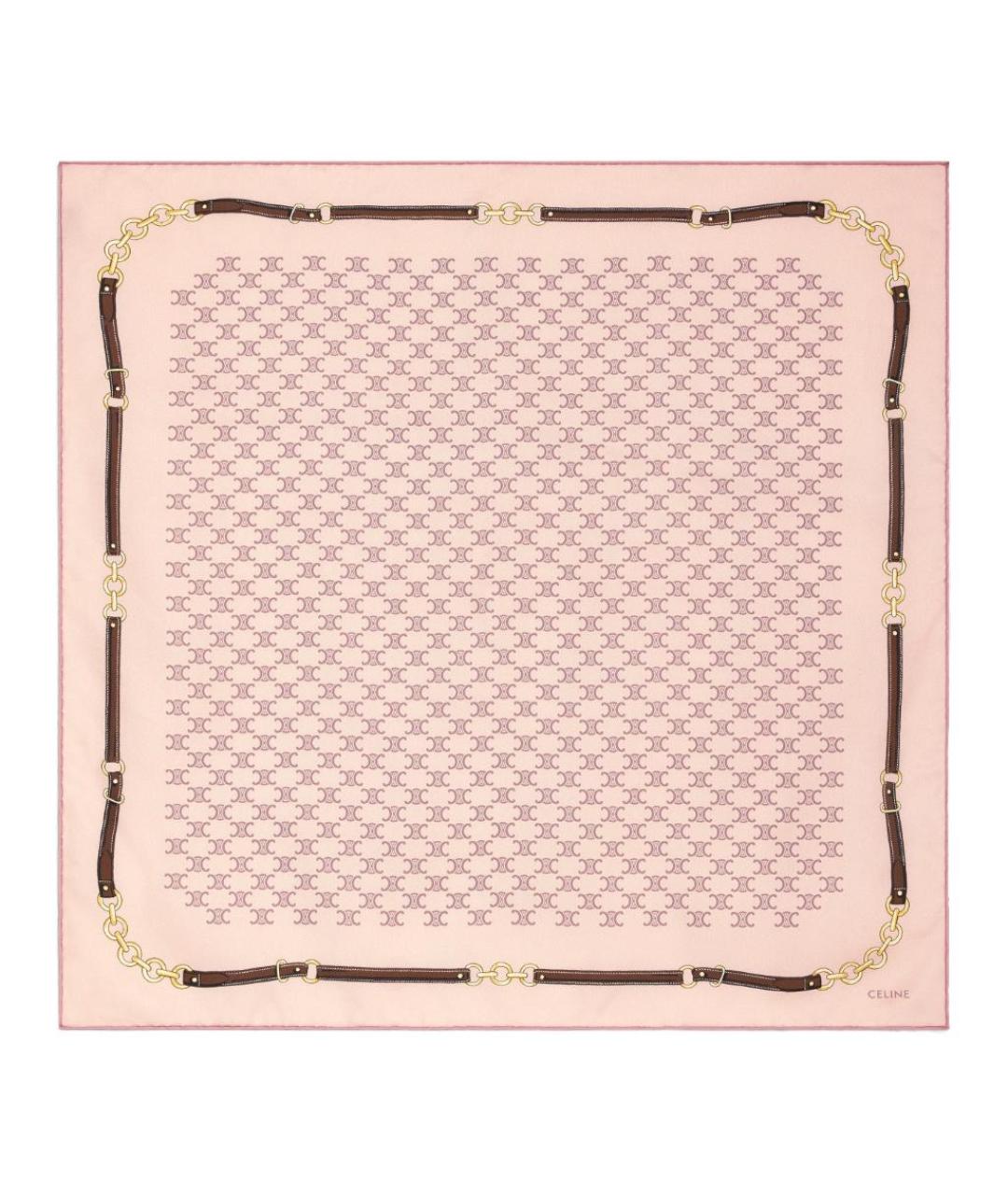 CELINE Розовый шелковый шарф, фото 1