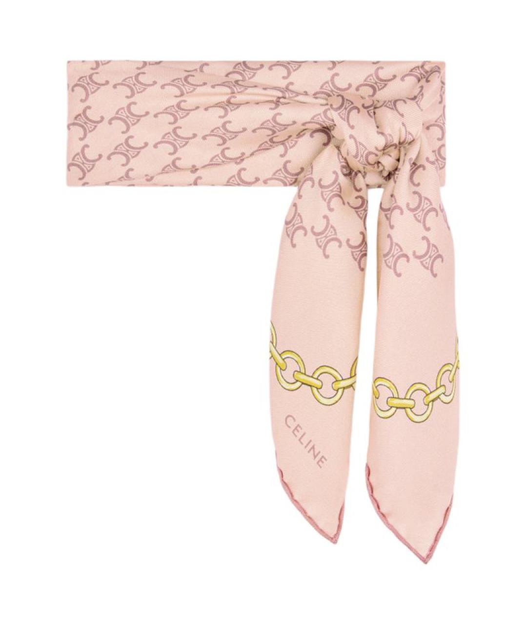CELINE Розовый шелковый шарф, фото 2