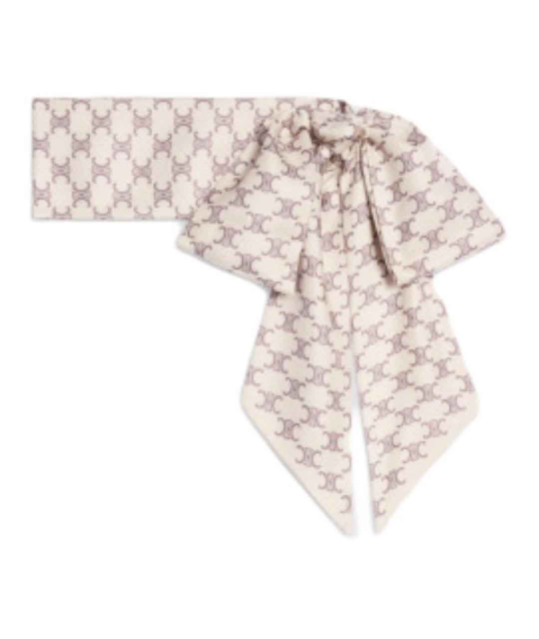 CELINE Бежевый шелковый шарф, фото 2