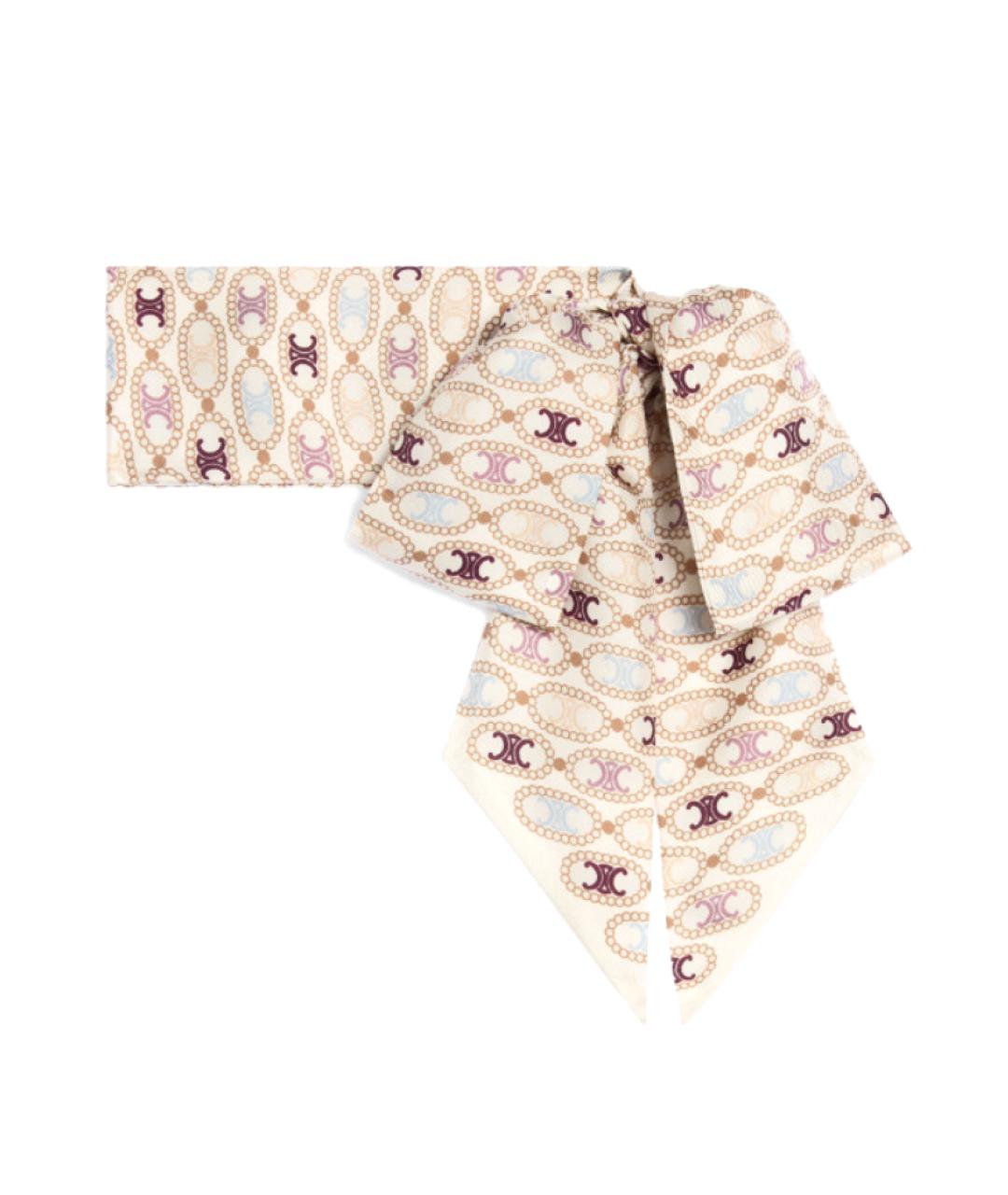 CELINE Бежевый шелковый шарф, фото 2