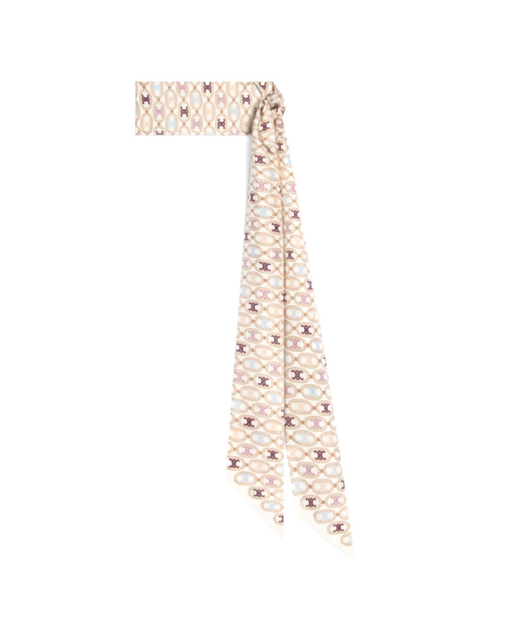 CELINE Бежевый шелковый шарф, фото 3