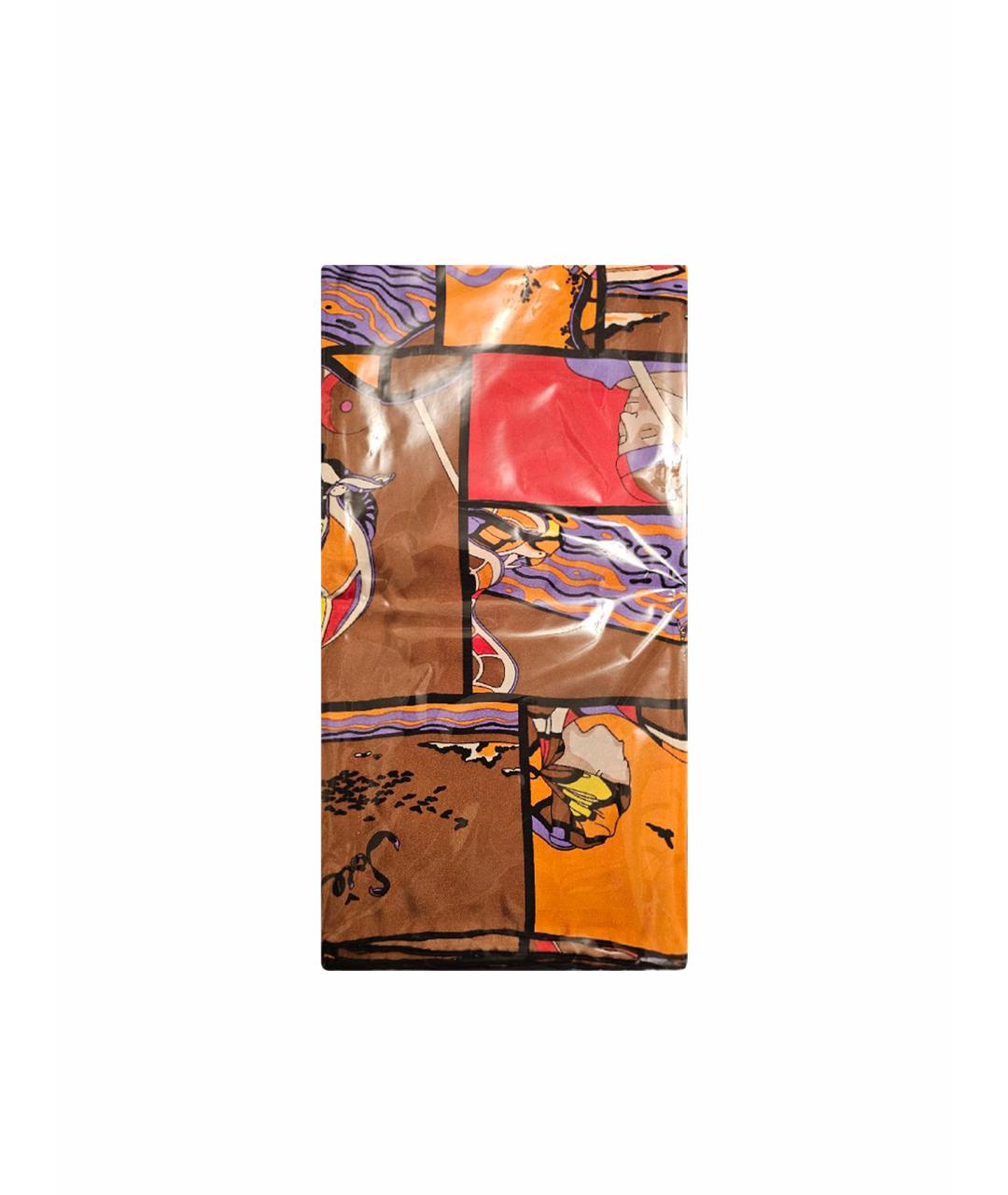 HERMES Оранжевый шелковый платок, фото 1