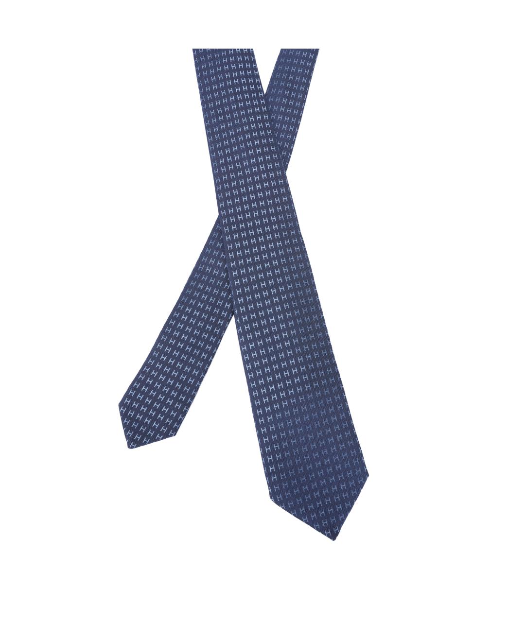 HERMES Синий шелковый платок, фото 1