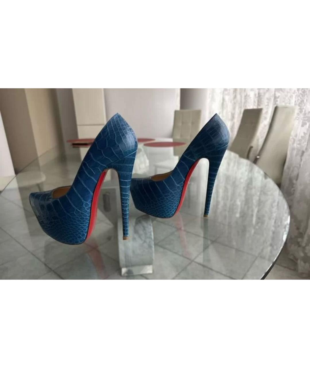 CHRISTIAN LOUBOUTIN Синие туфли из экзотической кожи, фото 3