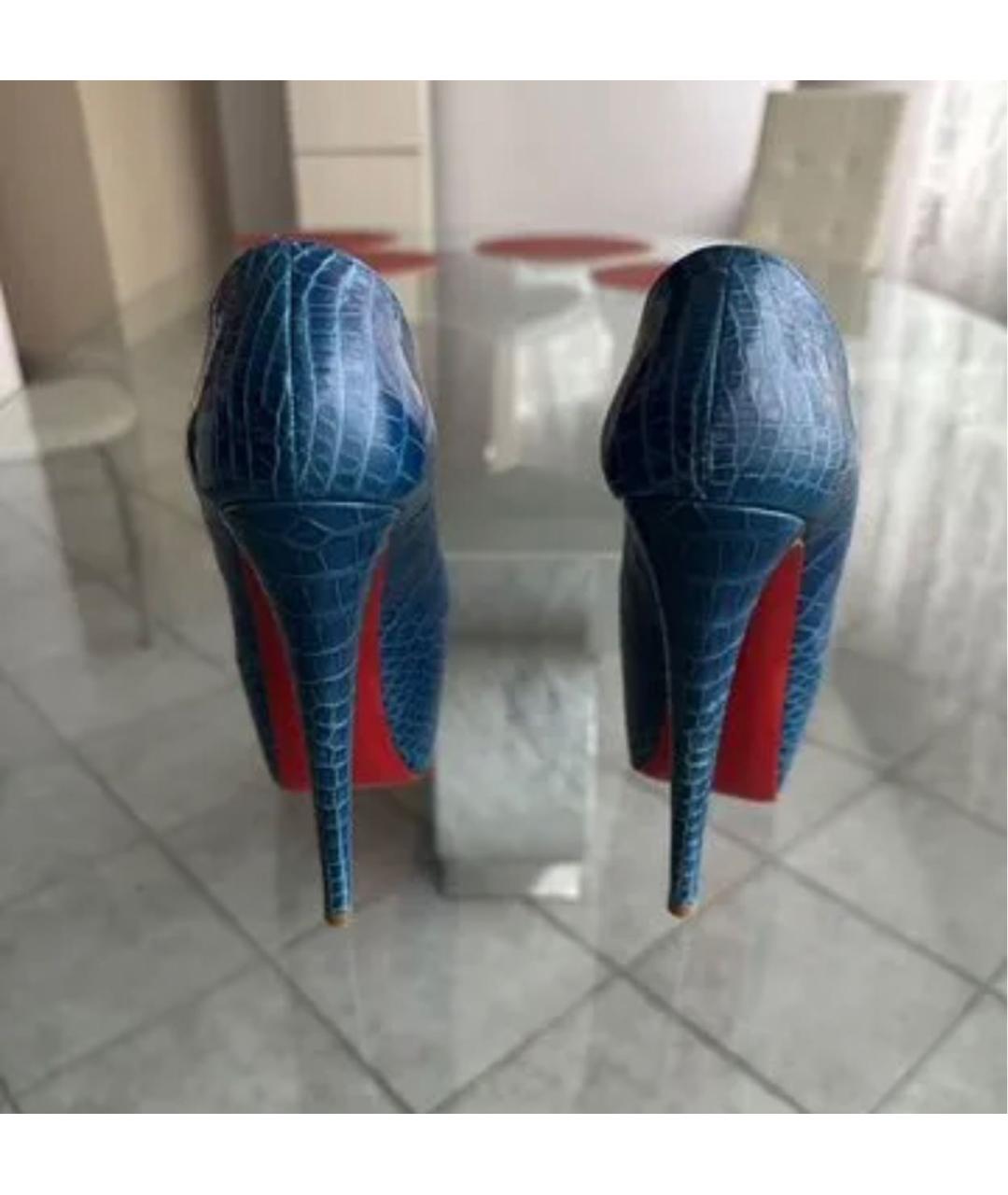 CHRISTIAN LOUBOUTIN Синие туфли из экзотической кожи, фото 2