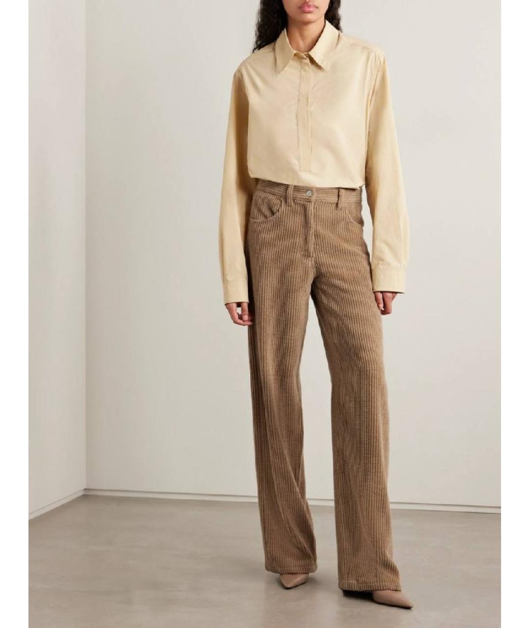 THE ROW Бежевые велюровые брюки широкие, фото 4