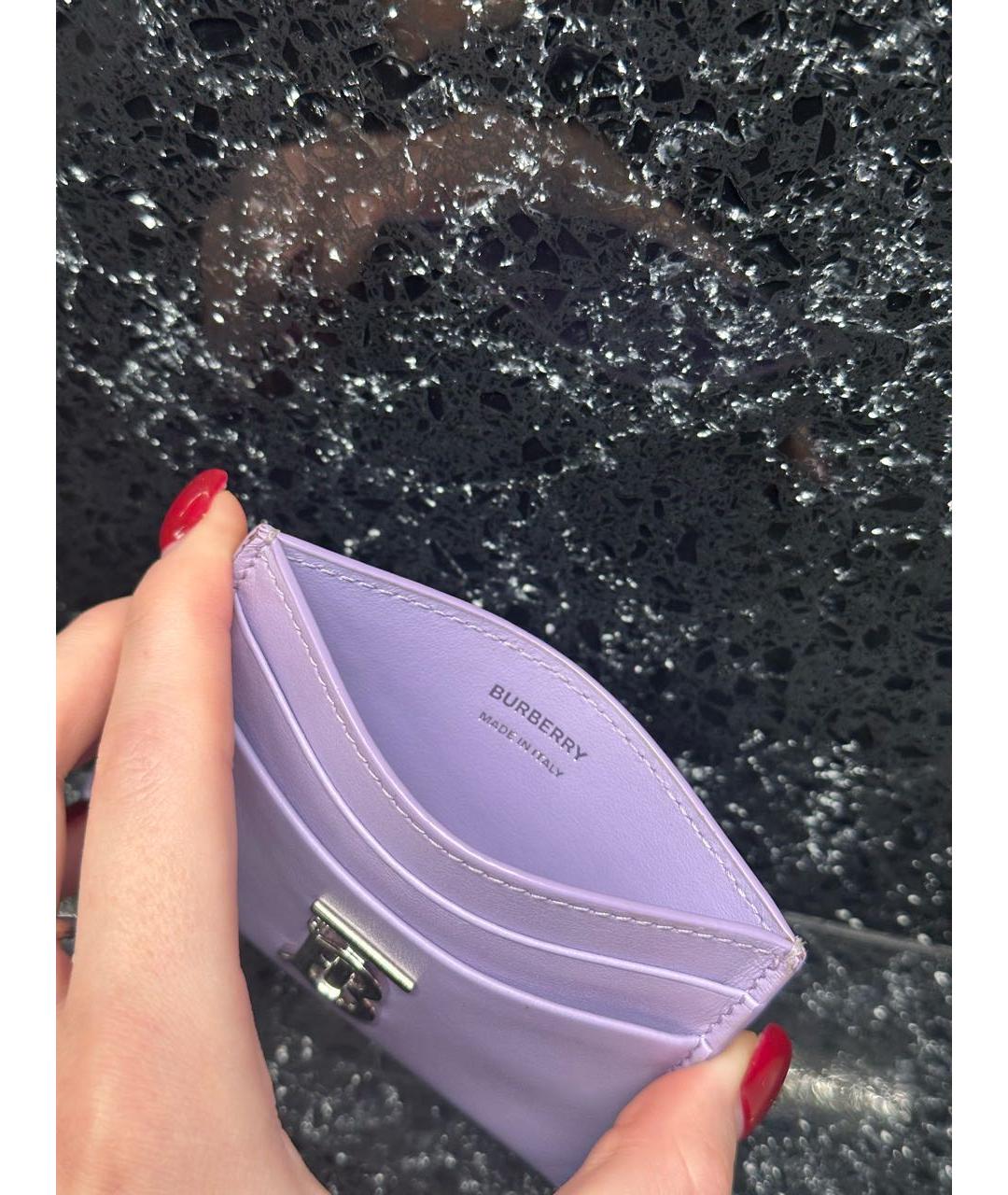 BURBERRY Фиолетовый кожаный кардхолдер, фото 4