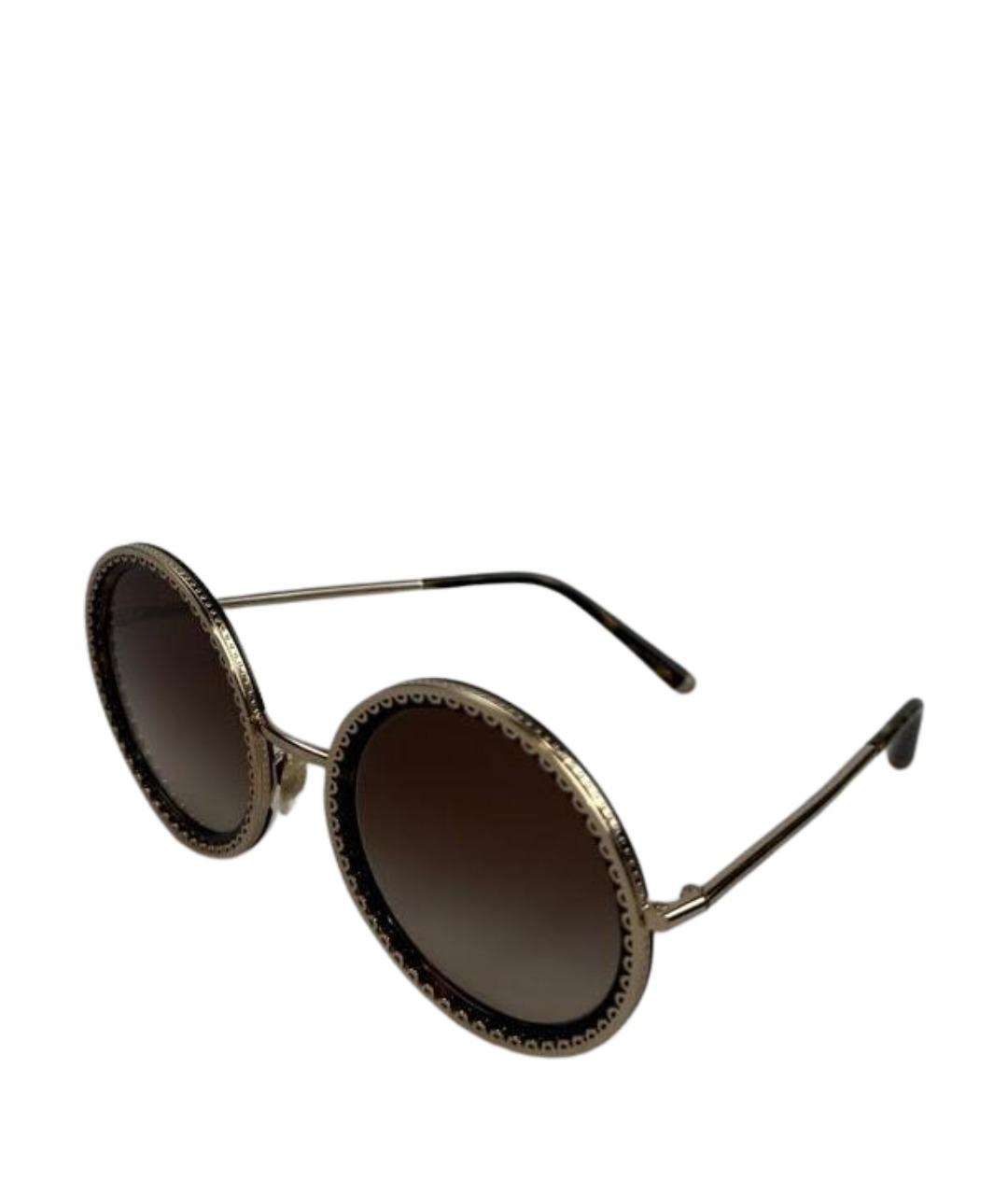 DOLCE&GABBANA Золотые металлические солнцезащитные очки, фото 1