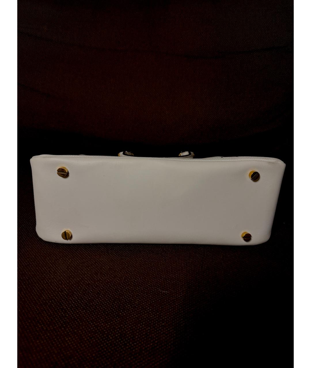 BALLY Белая кожаная сумка с короткими ручками, фото 5