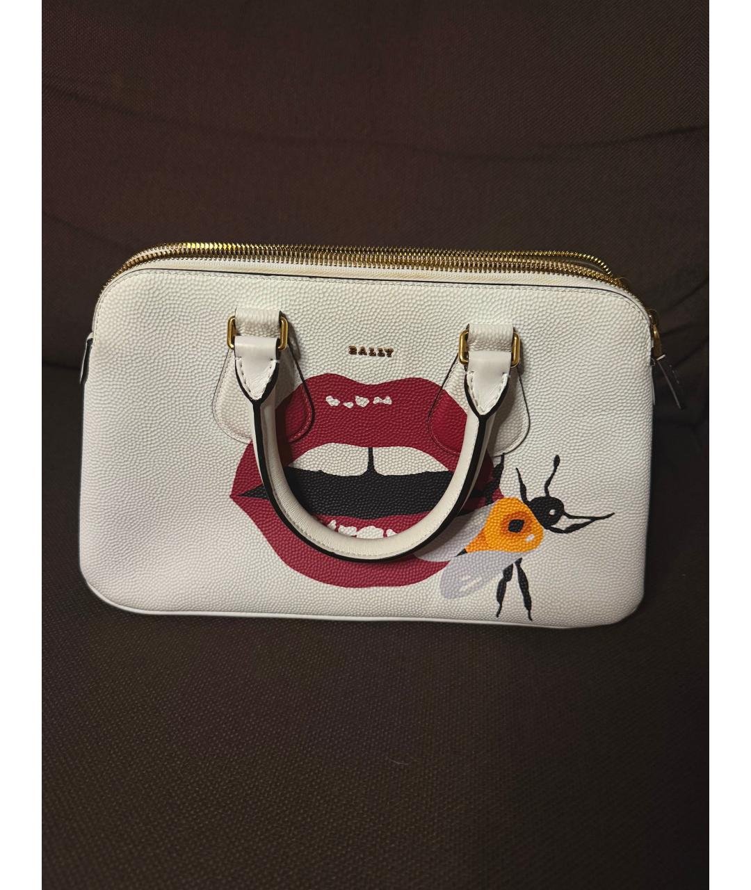 BALLY Белая кожаная сумка с короткими ручками, фото 7