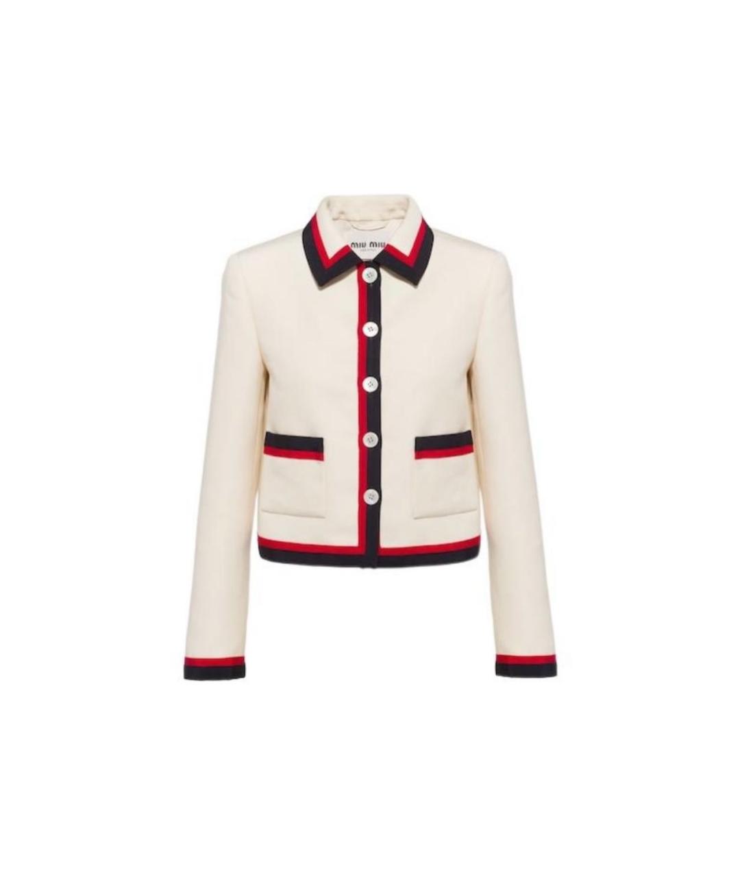 MIU MIU Белый шелковый жакет/пиджак, фото 1