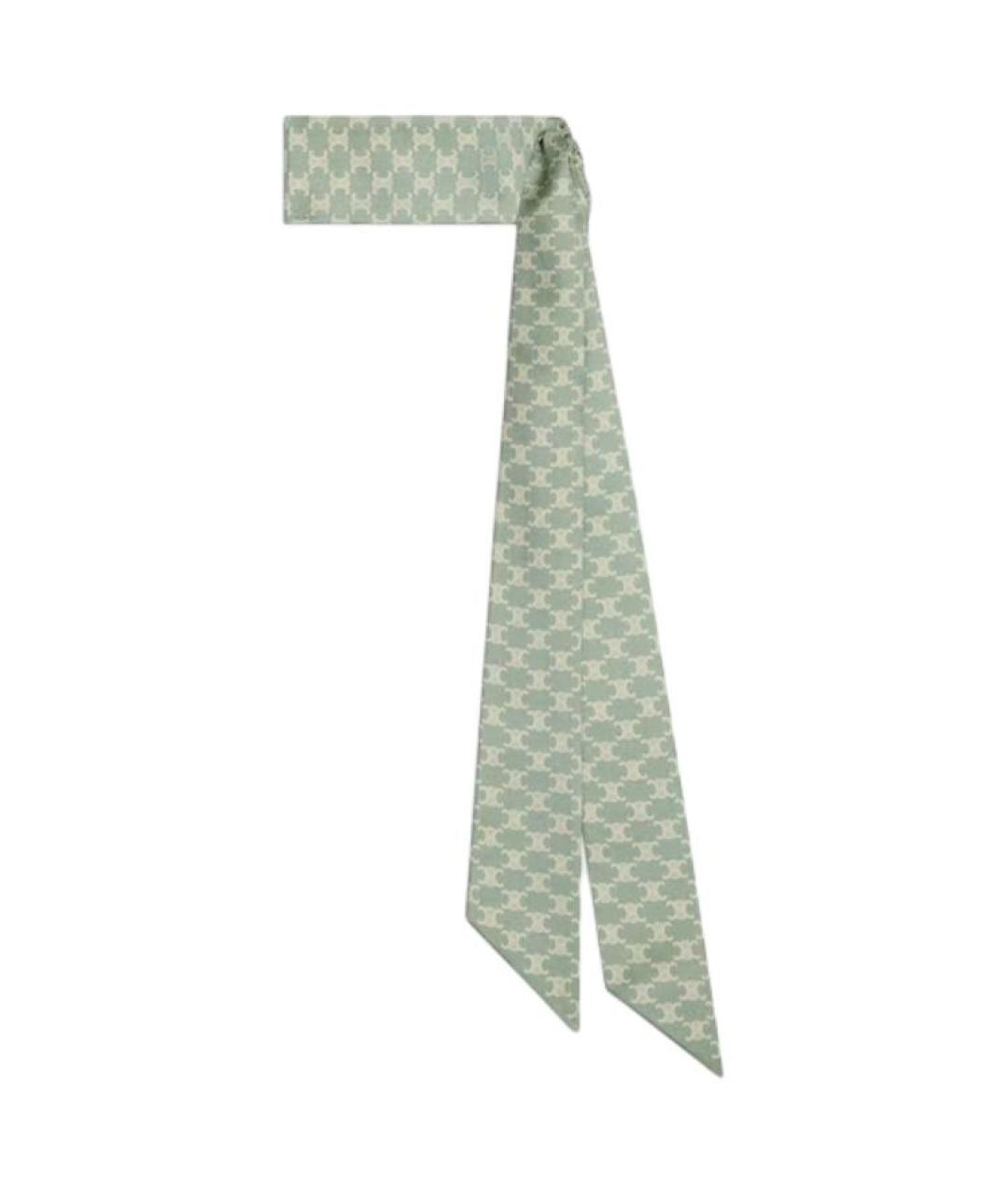CELINE Салатовый шелковый шарф, фото 3
