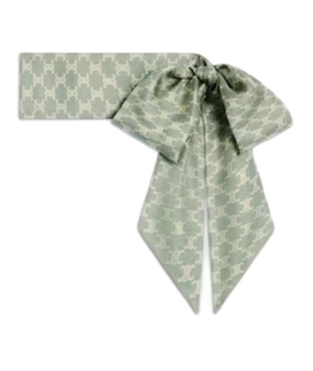 CELINE Салатовый шелковый шарф, фото 2