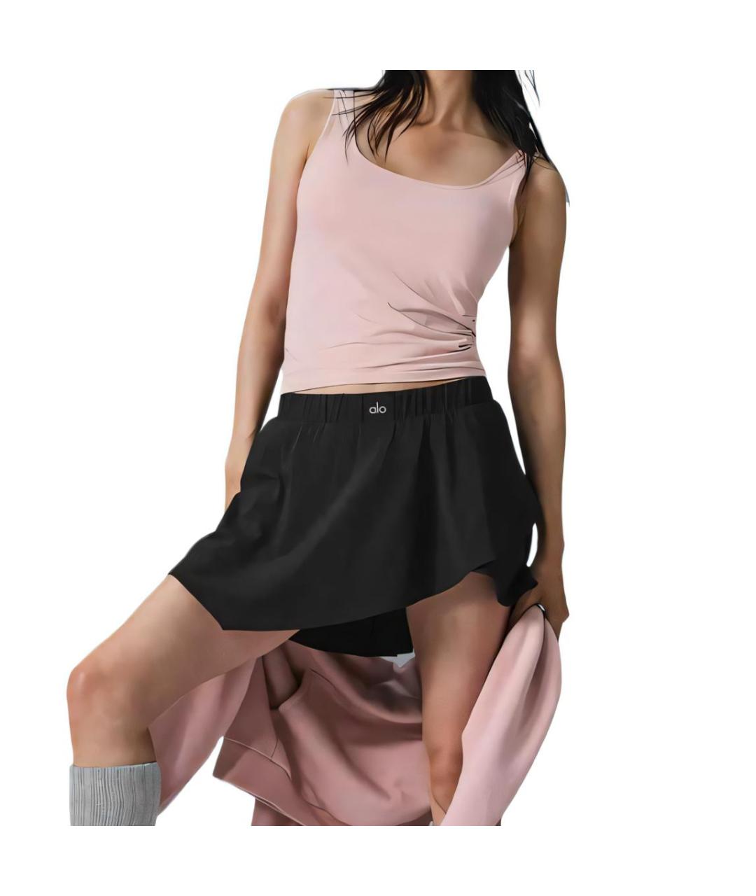 ALO YOGA Черная юбка мини, фото 4