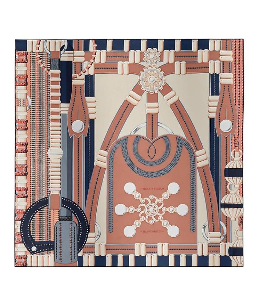 HERMES Мульти шелковый шарф, фото 1