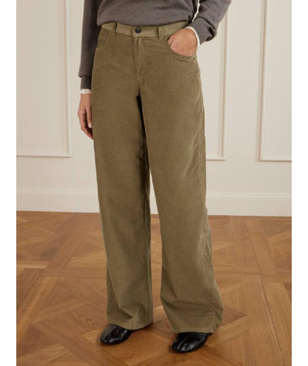 THE ROW Бежевые велюровые брюки широкие, фото 4