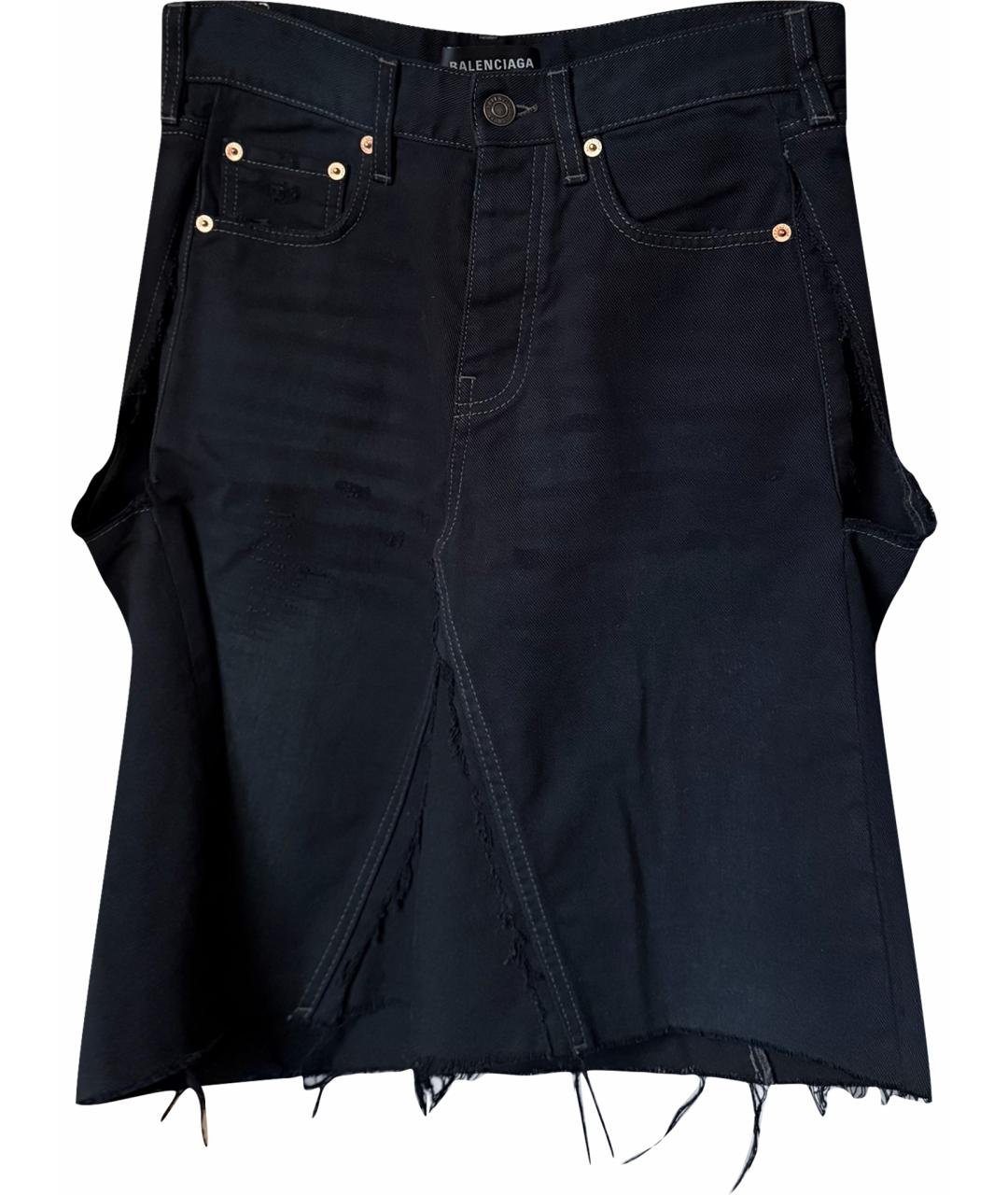 BALENCIAGA Черная деним юбка миди, фото 1