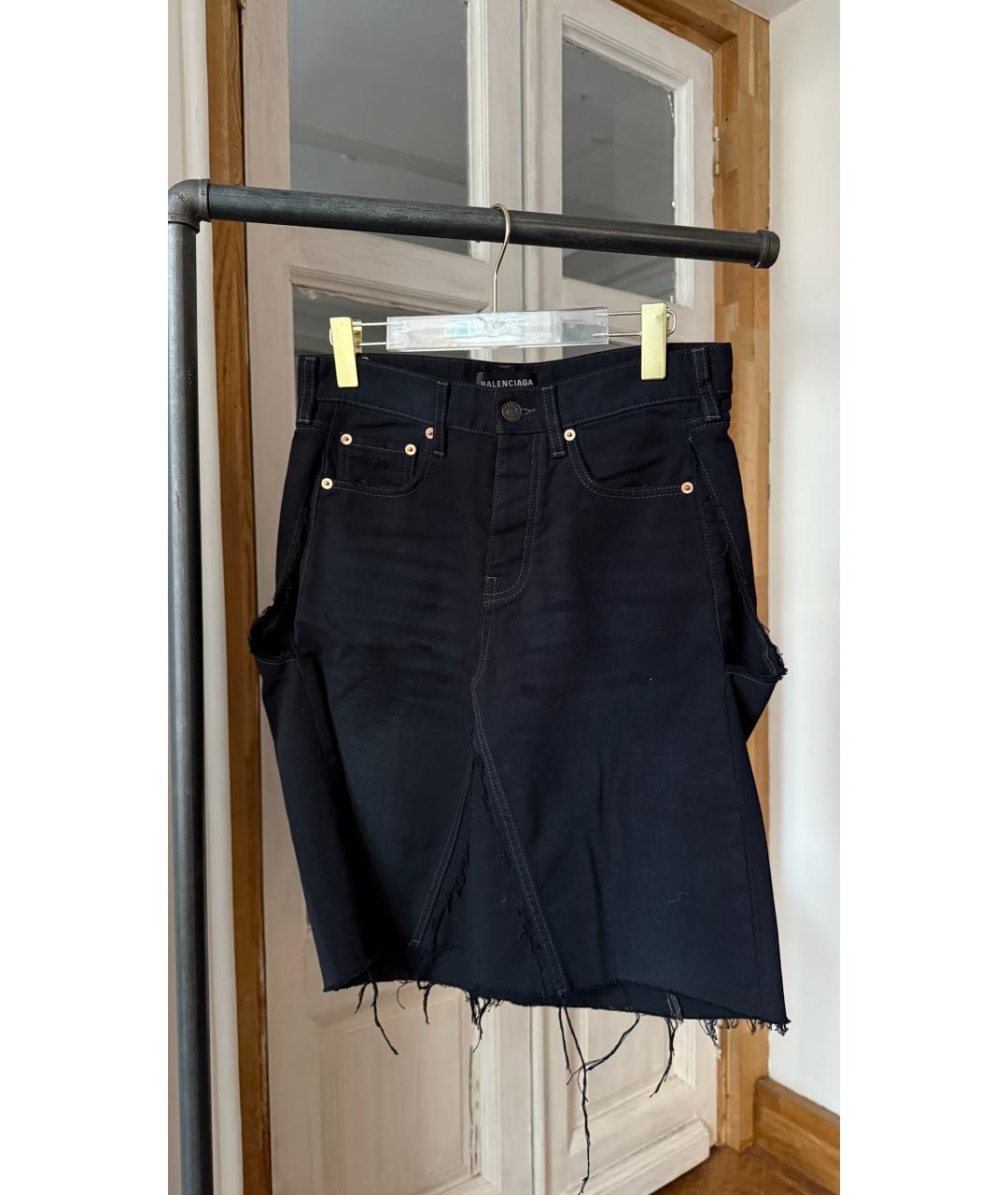 BALENCIAGA Черная деним юбка миди, фото 6