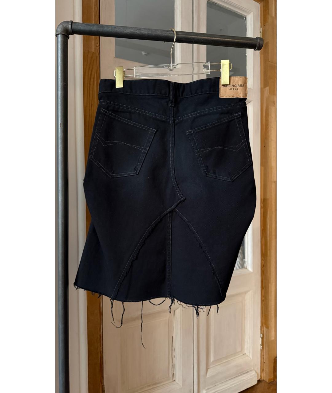 BALENCIAGA Черная деним юбка миди, фото 2