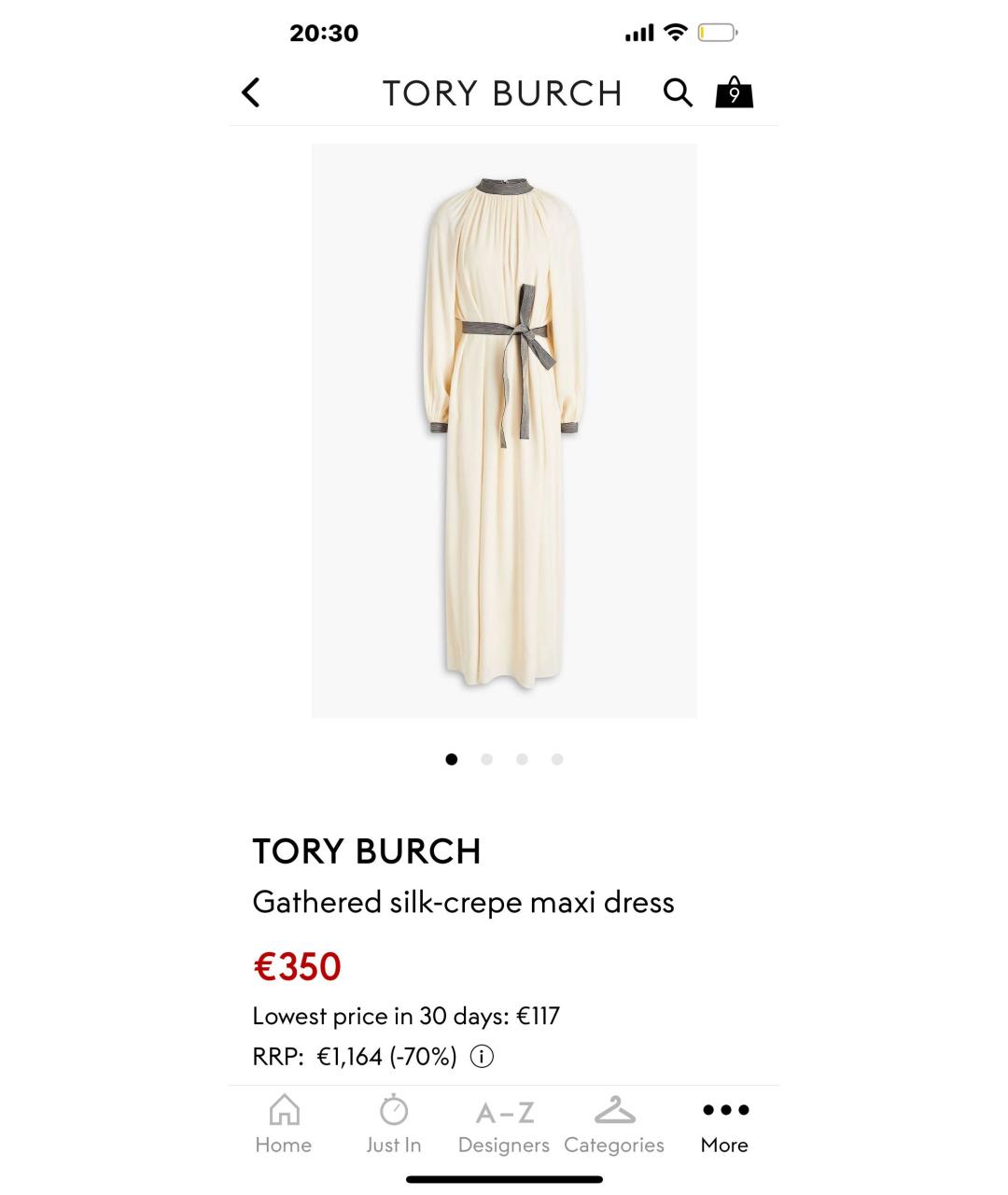 TORY BURCH Бежевое креповое коктейльное платье, фото 2