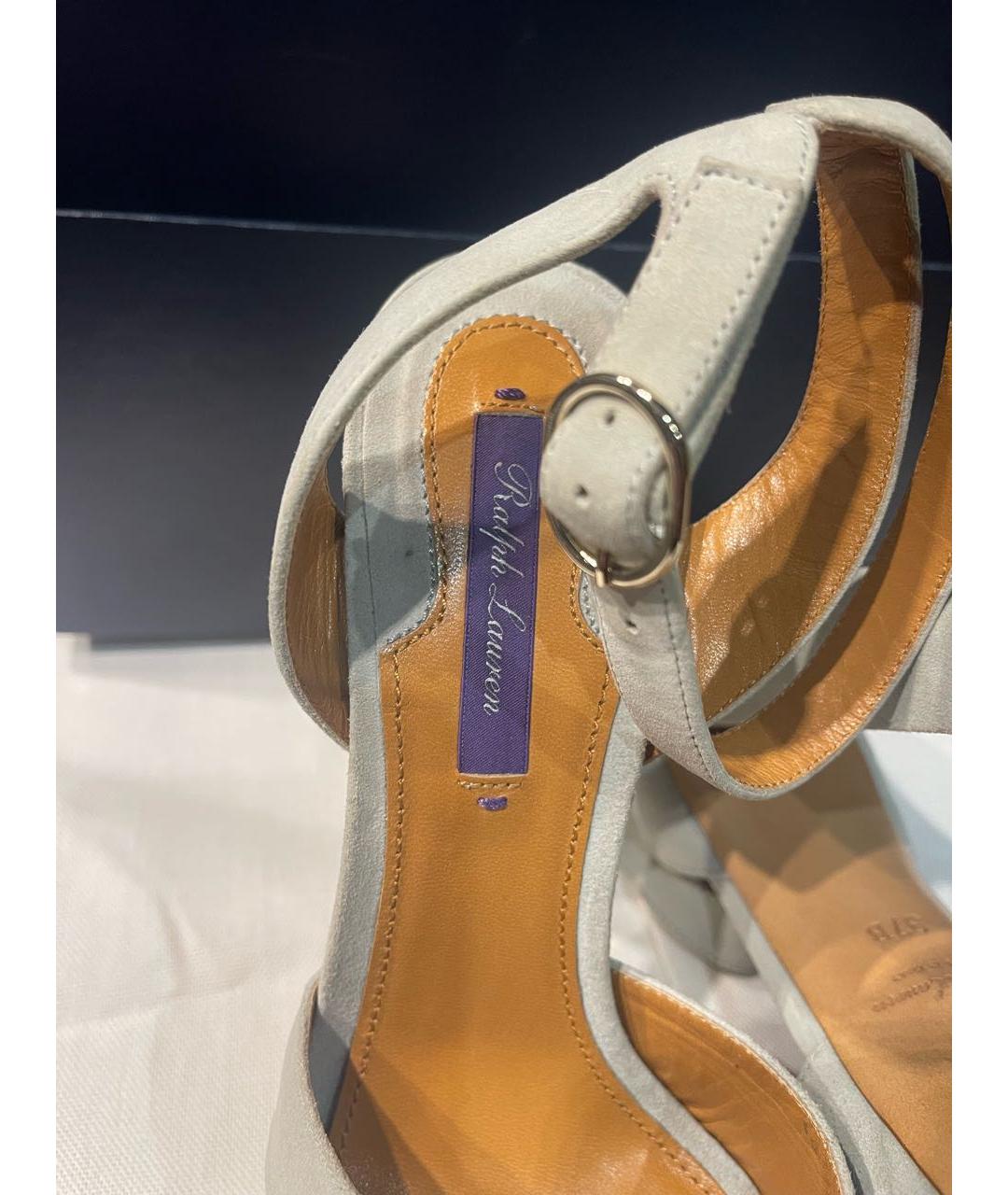 RALPH LAUREN Серые замшевые босоножки, фото 6