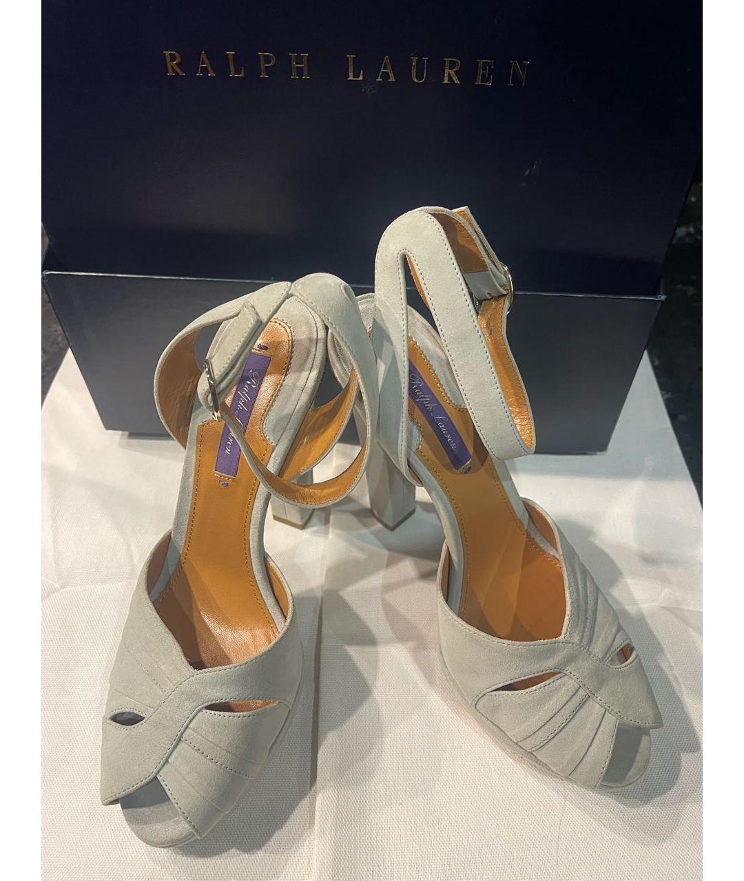 RALPH LAUREN Серые замшевые босоножки, фото 3