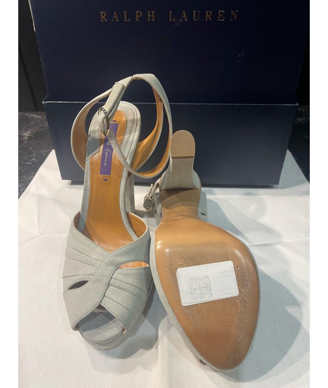 RALPH LAUREN Серые замшевые босоножки, фото 4