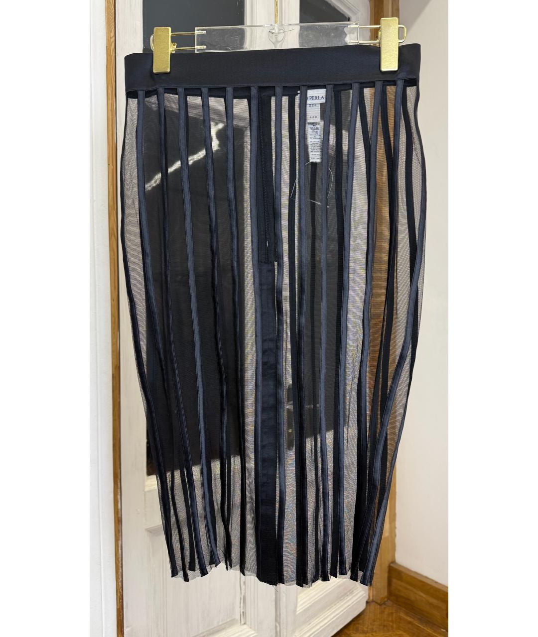 LA PERLA Черная шелковая юбка макси, фото 5