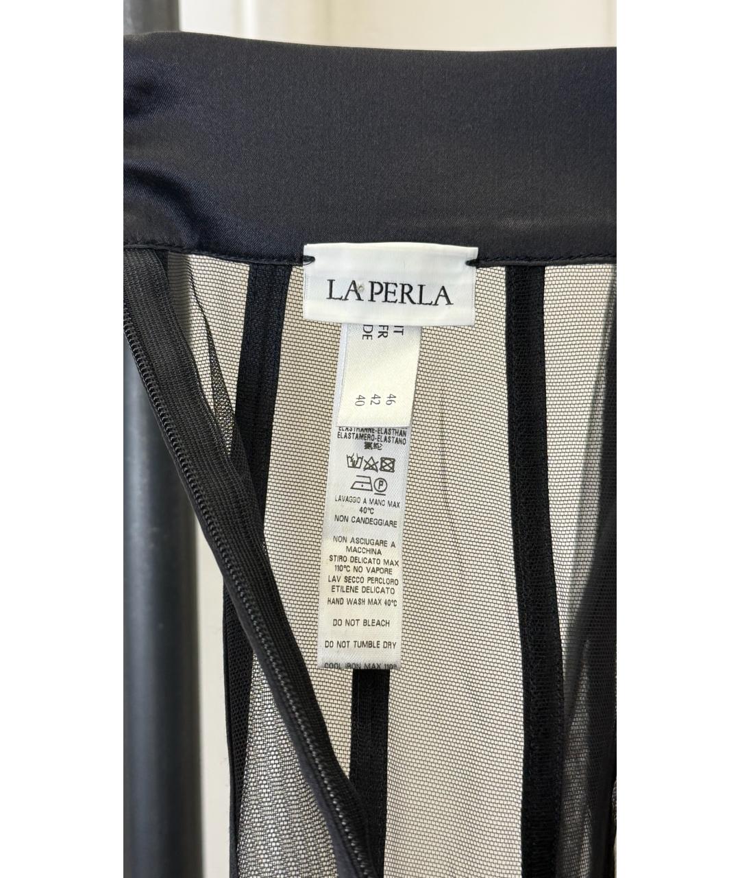 LA PERLA Черная шелковая юбка макси, фото 3