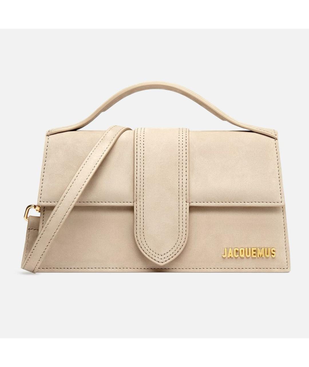JACQUEMUS Бежевая кожаная сумка через плечо, фото 7