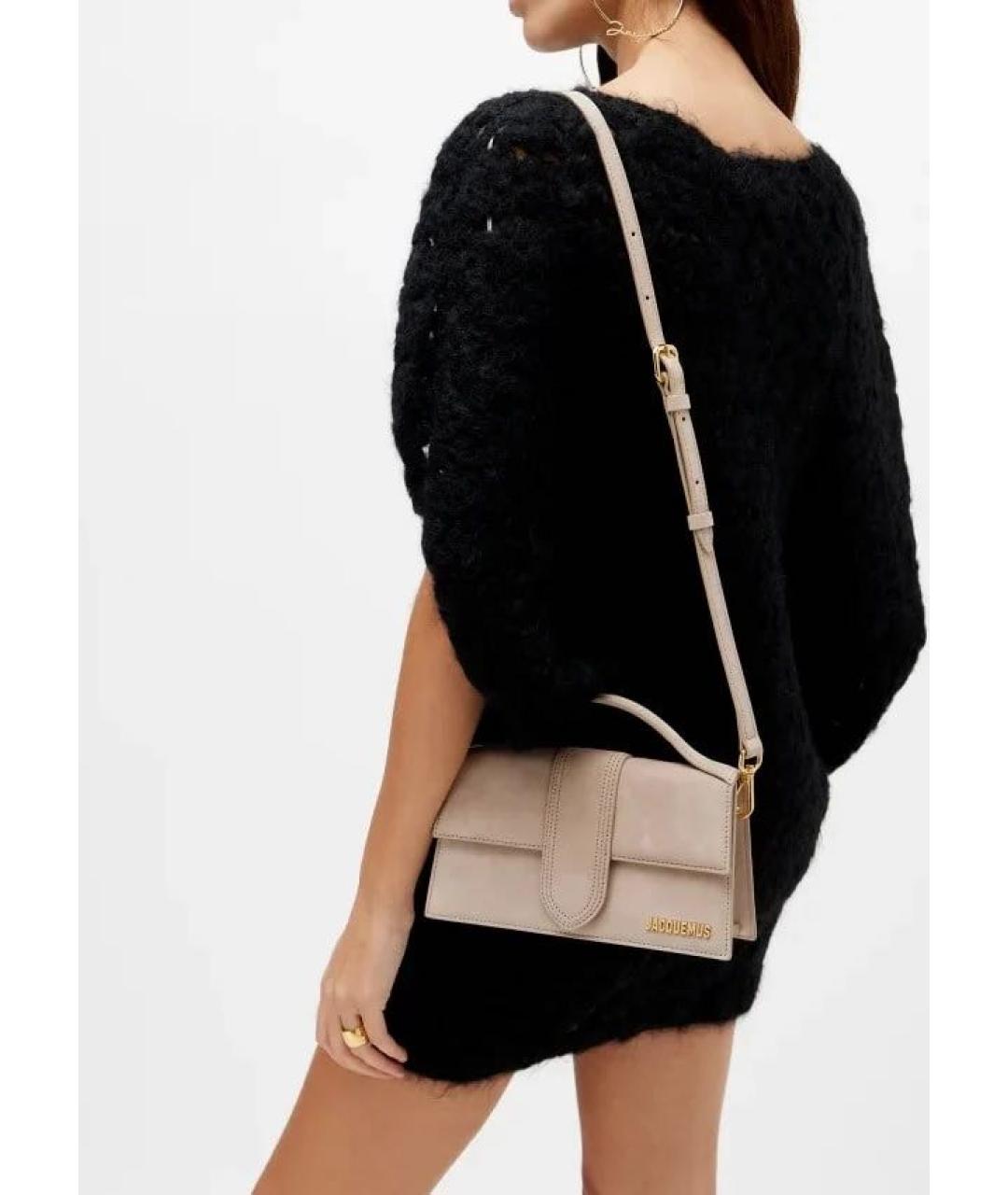 JACQUEMUS Бежевая кожаная сумка через плечо, фото 5