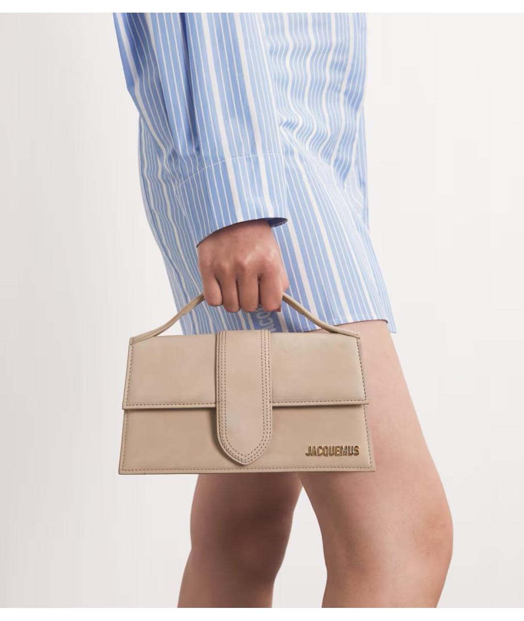 JACQUEMUS Бежевая кожаная сумка через плечо, фото 2