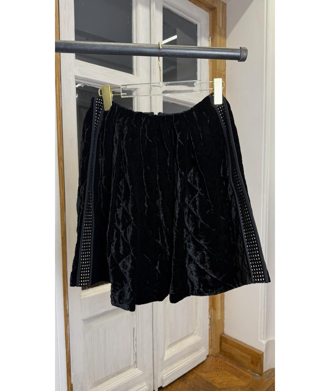FENDI Черная бархатная юбка мини, фото 6
