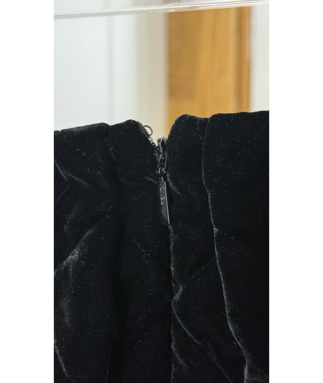 FENDI Черная бархатная юбка мини, фото 5