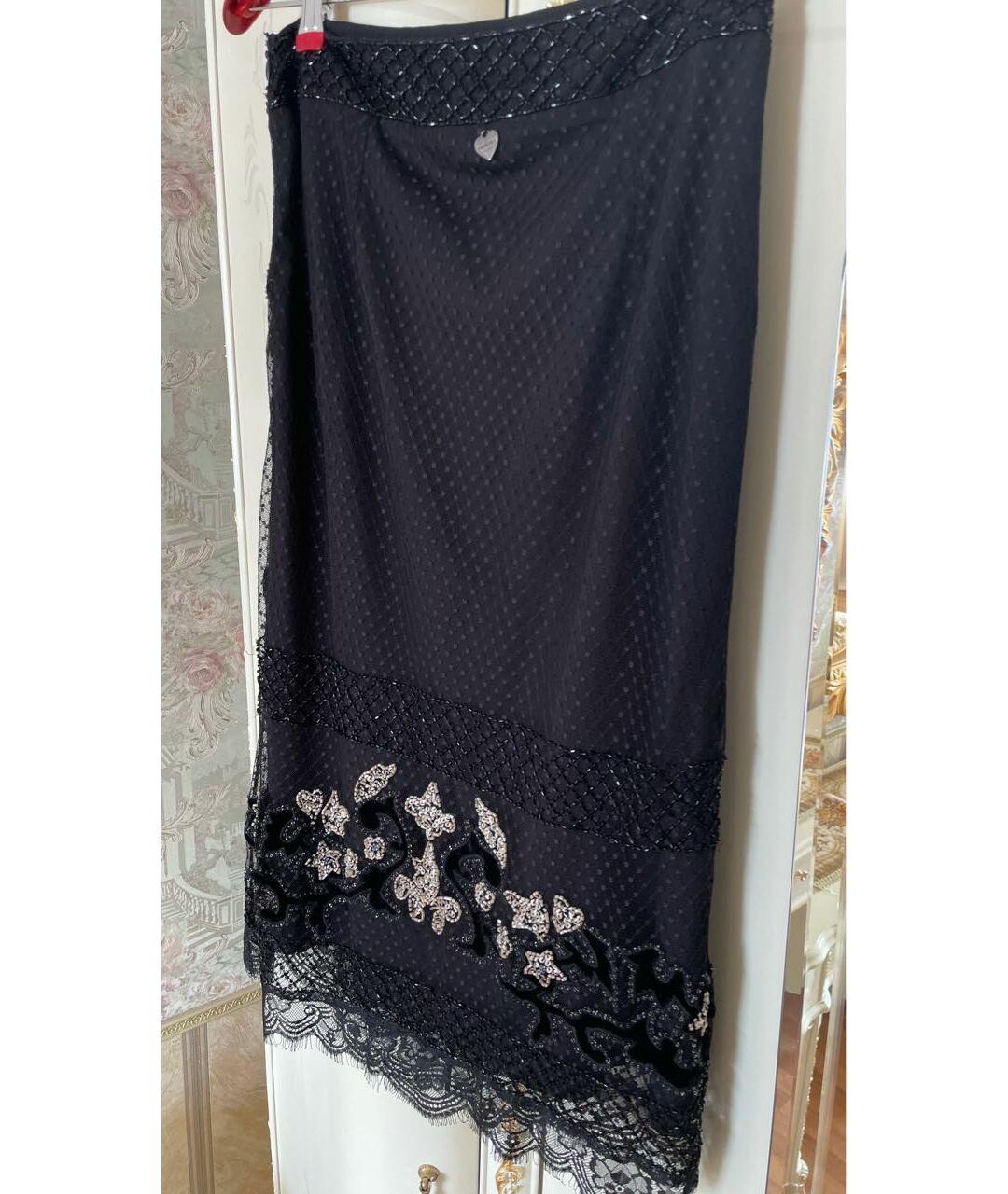 TWIN-SET Черная полиамидовая юбка миди, фото 2