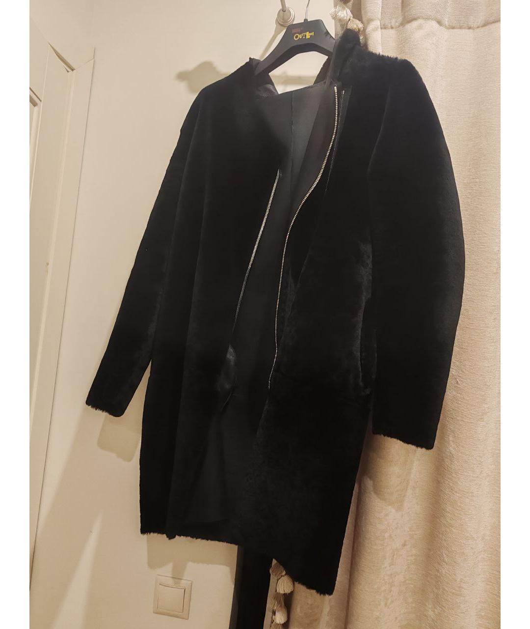 SANDRO Черная меховая дубленка, фото 2