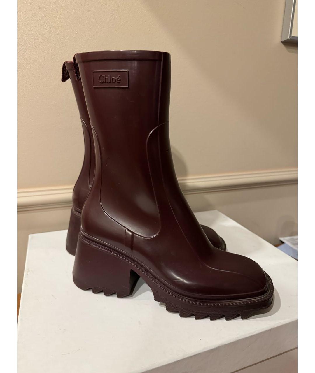 CHLOE Бордовые резиновые сапоги, фото 9