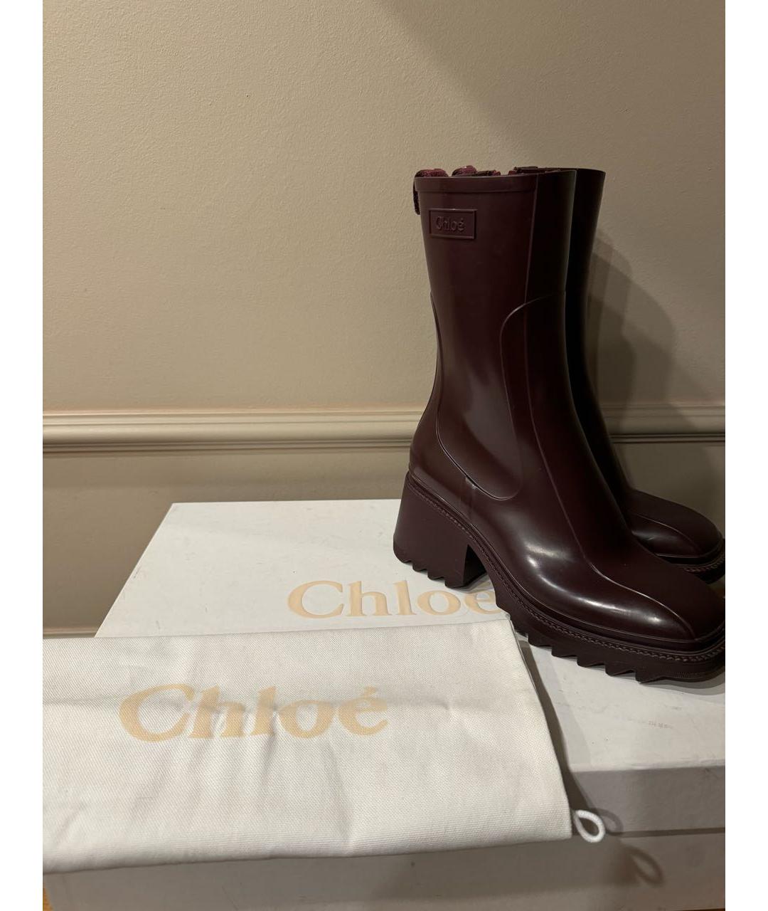 CHLOE Бордовые резиновые сапоги, фото 5
