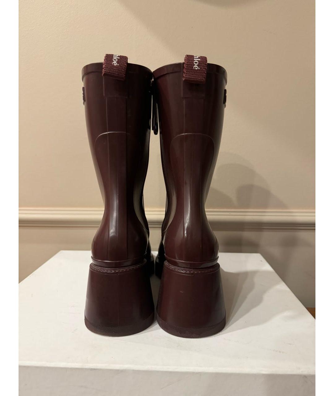 CHLOE Бордовые резиновые сапоги, фото 4